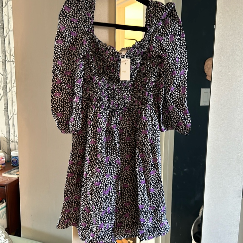 Maje smocked bodice print dress size 6/M
